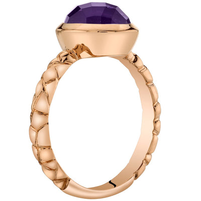 14K Rose Gold Amethyst Cupola Solitaire Dome Ring 2 Carats