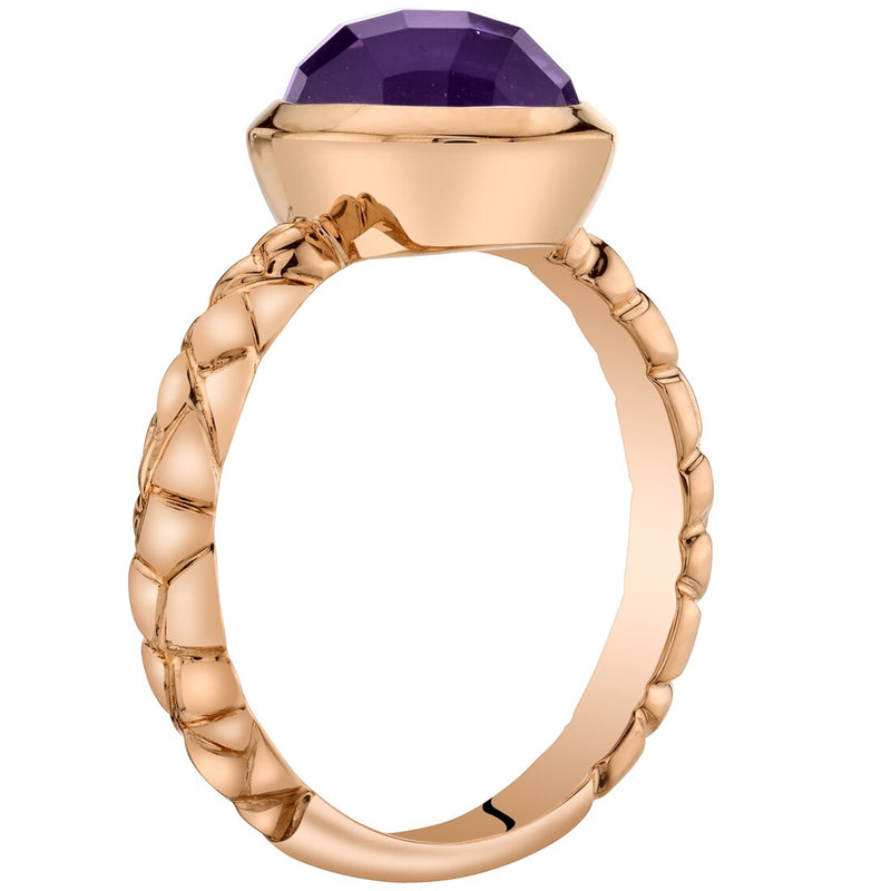 14K Rose Gold Amethyst Cupola Solitaire Dome Ring 2 Carats