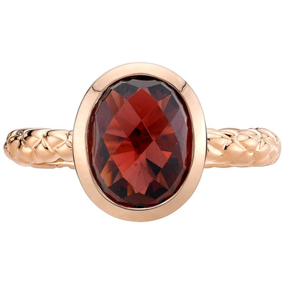 14K Rose Gold Garnet Cupola Solitaire Dome Ring 3 Carats