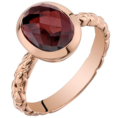 14K Rose Gold Garnet Cupola Solitaire Dome Ring 3 Carats