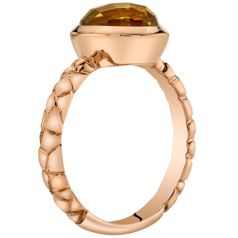 14K Rose Gold Citrine Cupola Solitaire Dome Ring 2 Carats