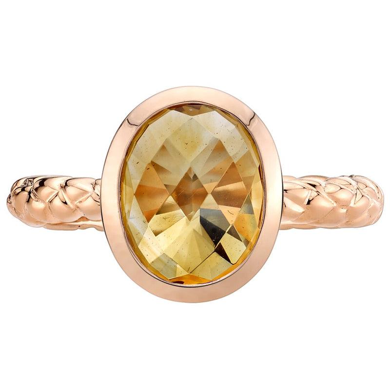 14K Rose Gold Citrine Cupola Solitaire Dome Ring 2 Carats