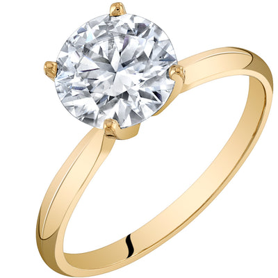 Moissanite Solitaire Engagement Ring 14K Gold 2 Carats