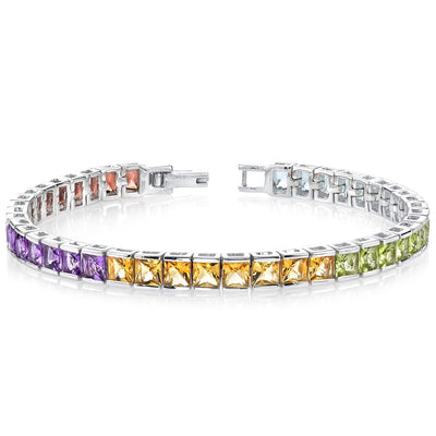 Rainbow Bracelet Sterling Silver Princess Shape 15 Carats SB2676