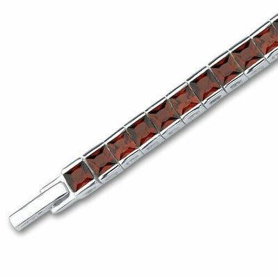 Garnet Tennis Bracelet Sterling Silver Princess Shape 16.75 Carats