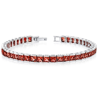 Garnet Tennis Bracelet Sterling Silver Princess Shape 16.75 Carats