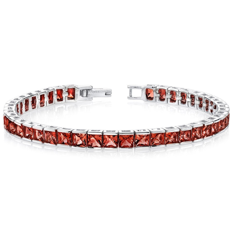 Garnet Tennis Bracelet Sterling Silver Princess Shape 16.75 Carats