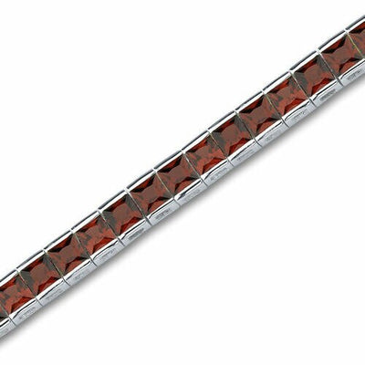 Garnet Tennis Bracelet Sterling Silver Princess Shape 16.75 Carats