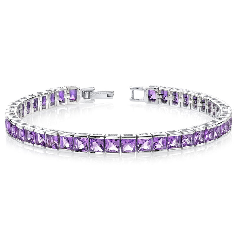 Amethyst Bracelet Sterling Silver Princess Shape 12.5 Carats SB2680