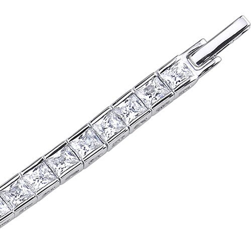 Cubic Zirconia Tennis Bracelet Sterling Silver Princess Shape 16.75Carats