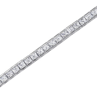 Cubic Zirconia Tennis Bracelet Sterling Silver Princess Shape 16.75Carats