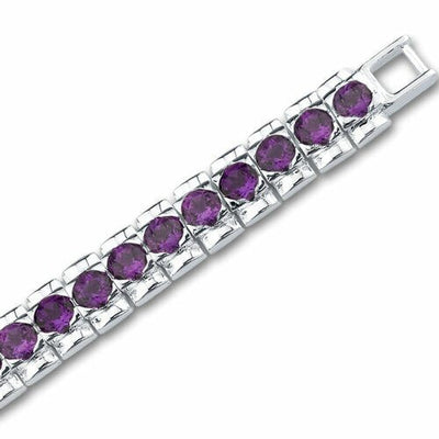 Amethyst Bracelet Sterling Silver Round Shape 9.75 Carats SB2690