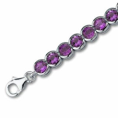 Amethyst Bracelet Sterling Silver Round Shape 16 Carats