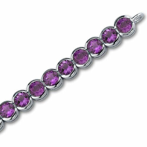 Amethyst Bracelet Sterling Silver Round Shape 16 Carats