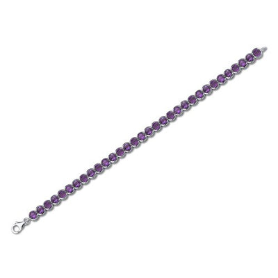 Amethyst Bracelet Sterling Silver Round Shape 16 Carats