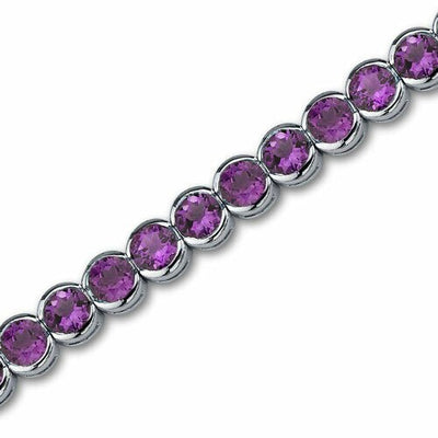 Amethyst Bracelet Sterling Silver Round Shape 16 Carats