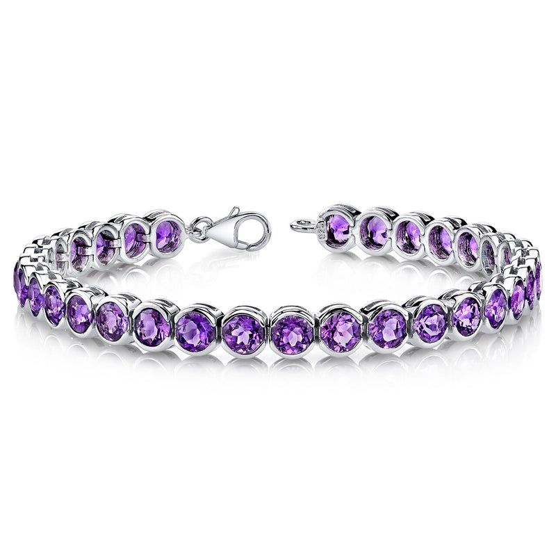 Amethyst Bracelet Sterling Silver Round Shape 16 Carats