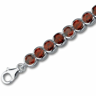 Garnet Bracelet Sterling Silver Round Shape 19.75 Carats