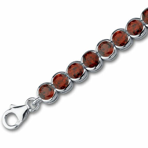 Garnet Bracelet Sterling Silver Round Shape 19.75 Carats