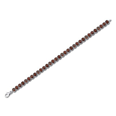 Garnet Bracelet Sterling Silver Round Shape 19.75 Carats