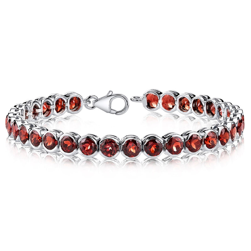 Garnet Bracelet Sterling Silver Round Shape 19.75 Carats