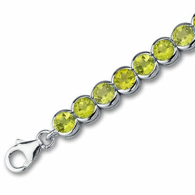 Peridot Bracelet Sterling Silver Round Shape 18.25 Carats