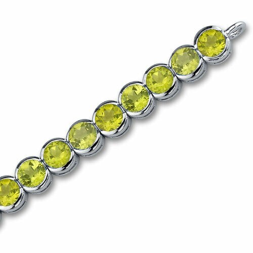 Peridot Bracelet Sterling Silver Round Shape 18.25 Carats