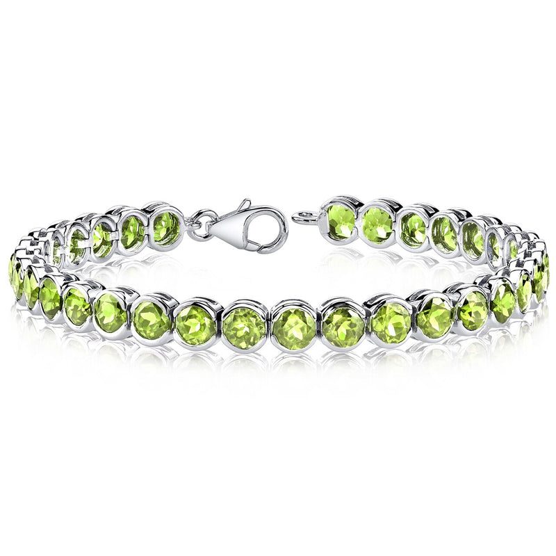 Peridot Bracelet Sterling Silver Round Shape 18.25 Carats