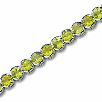 Peridot Bracelet Sterling Silver Round Shape 18.25 Carats