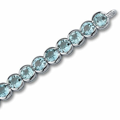 Swiss Blue Topaz Bracelet Sterling Silver Round Shape 19 Carats