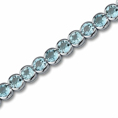 Swiss Blue Topaz Bracelet Sterling Silver Round Shape 19 Carats