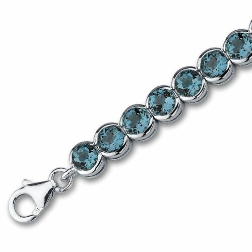 London Blue Topaz Bracelet Sterling Silver Round Cut 19 Carats