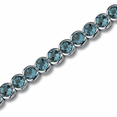 London Blue Topaz Bracelet Sterling Silver Round Cut 19 Carats