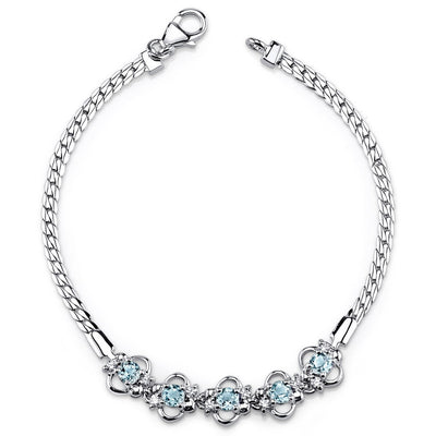 Swiss Blue Topaz Bracelet Sterling Silver Round Cut 1.5 Carats SB2770