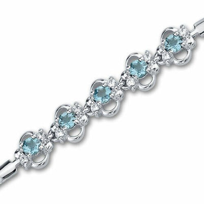 Swiss Blue Topaz Bracelet Sterling Silver Round Cut 1.5 Carats SB2770