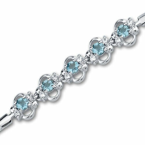 Swiss Blue Topaz Bracelet Sterling Silver Round Cut 1.5 Carats SB2770