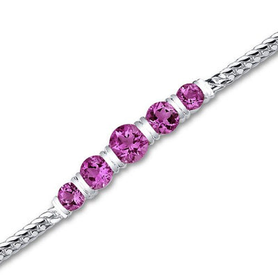 Ruby 5-Stone Bracelet Sterling Silver Round Shape 5 Carats