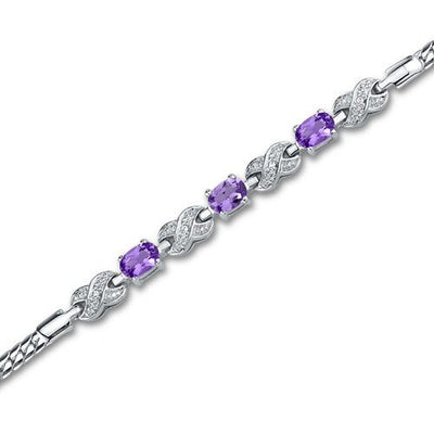 Amethyst Infinity Bracelet Sterling Silver Oval Shape 1.25 Carats