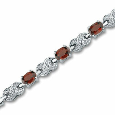 Garnet Infinity Bracelet Sterling Silver Oval Shape 1.75 Carats