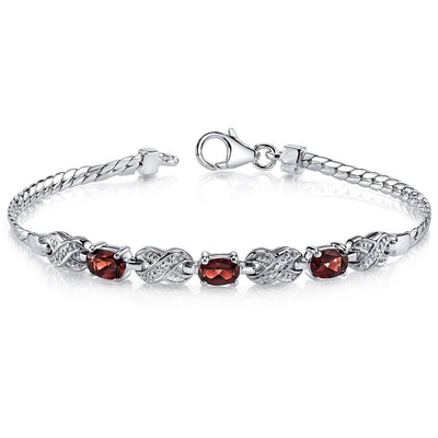 Garnet Infinity Bracelet Sterling Silver Oval Shape 1.75 Carats