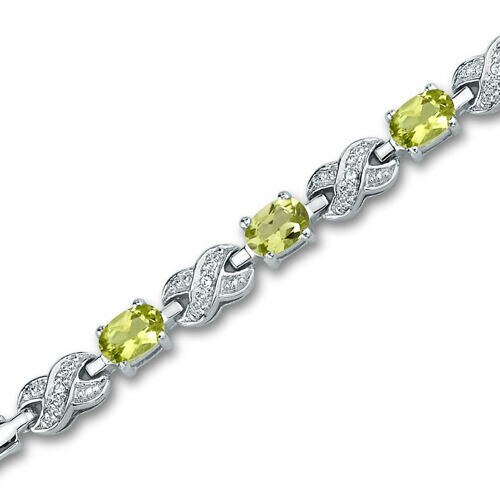 Peridot Infinity Bracelet Sterling Silver Oval Shape 1.5 Carats