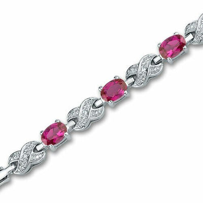 Ruby Bracelet Sterling Silver Oval Shape 1.75 Carats SB2806