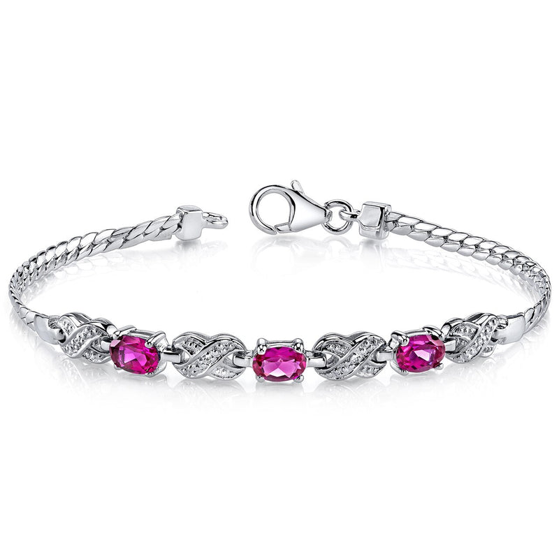 Ruby Bracelet Sterling Silver Oval Shape 1.75 Carats SB2806