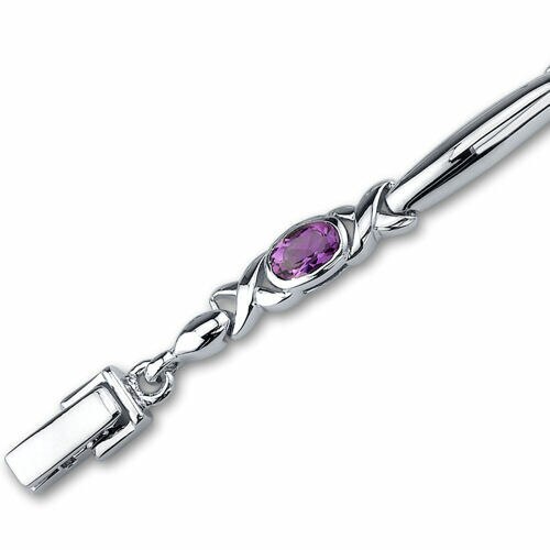 Amethyst 5-Stone Open Infinity Bracelet Sterling Silver Oval Shape 2 Carats