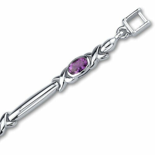 Amethyst 5-Stone Open Infinity Bracelet Sterling Silver Oval Shape 2 Carats