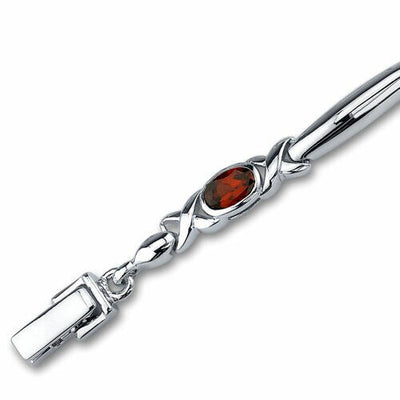 Garnet 5-Stone Open Infinity Bracelet Sterling Silver Oval Shape 2.75 Carats