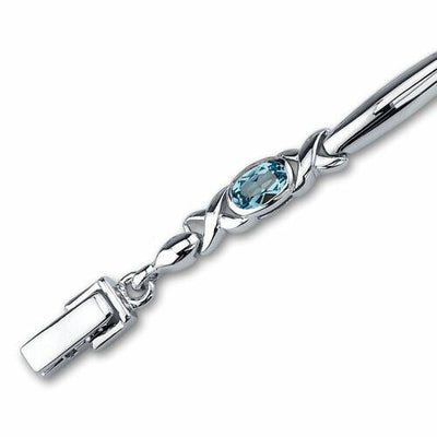 Swiss Blue Topaz Bracelet Sterling Silver Oval Cut 2.75 Carats SB2818