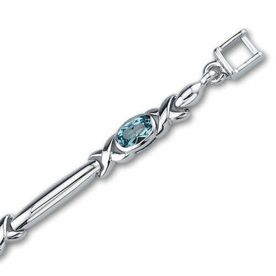 Swiss Blue Topaz Bracelet Sterling Silver Oval Cut 2.75 Carats SB2818