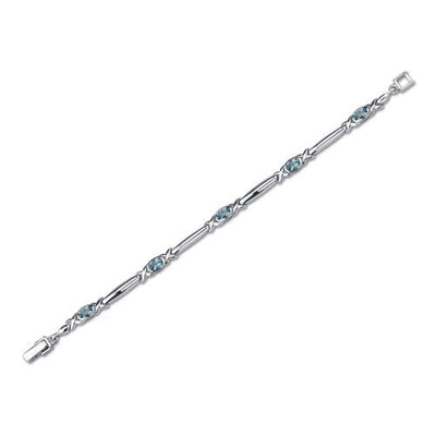 Swiss Blue Topaz Bracelet Sterling Silver Oval Cut 2.75 Carats SB2818