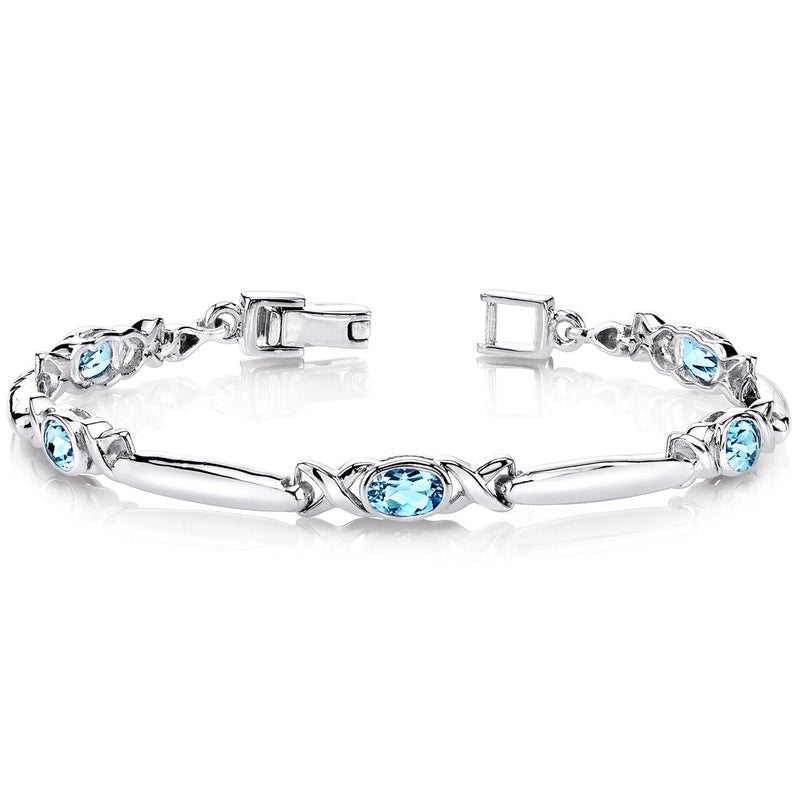 Swiss Blue Topaz Bracelet Sterling Silver Oval Cut 2.75 Carats SB2818